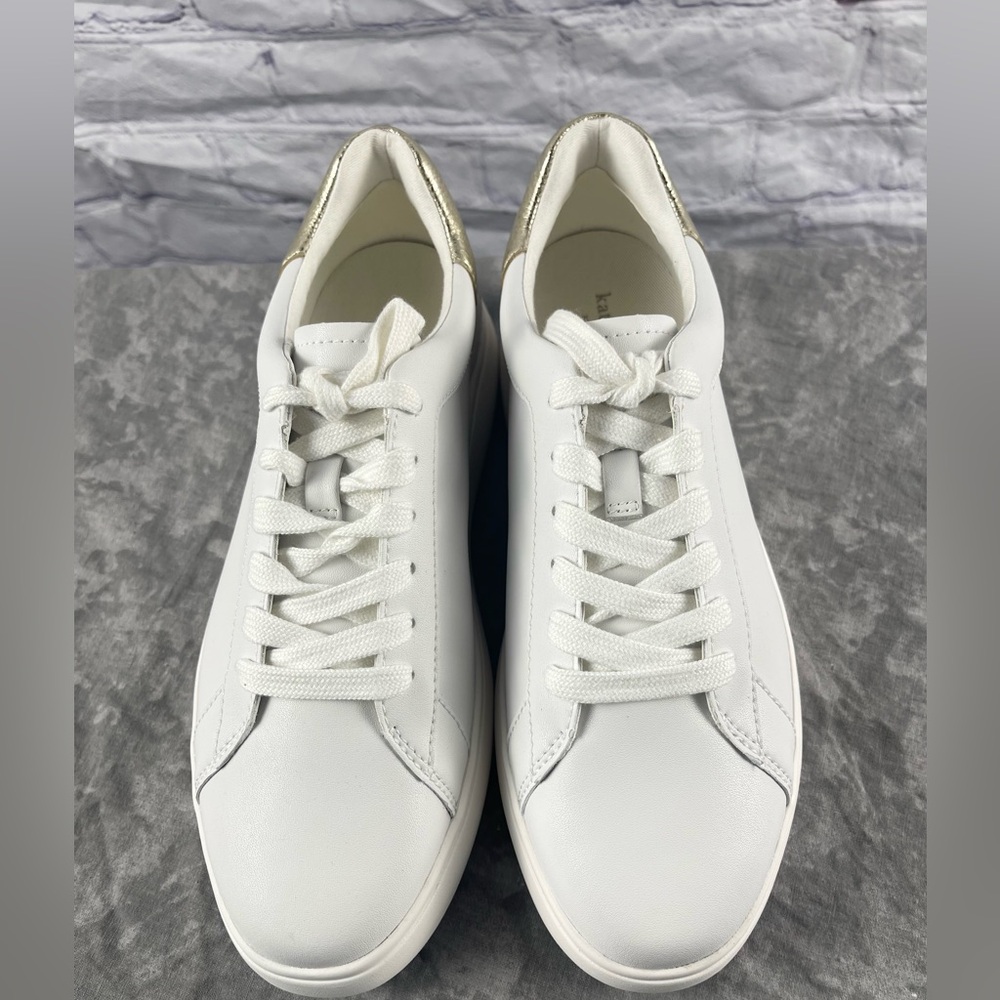 Kate Spade Women's Lift OpticWhite and Gold Sneakers Size 8.5 - Picture 3 of 14